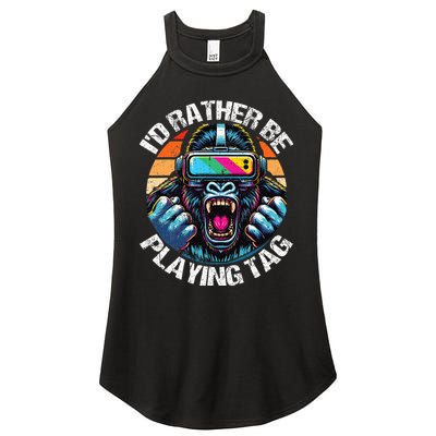 ID Rather Be Playing Tag Gorilla Monke Tag Gorilla Vr Gamer Women's Perfect Tri Rocker Tank