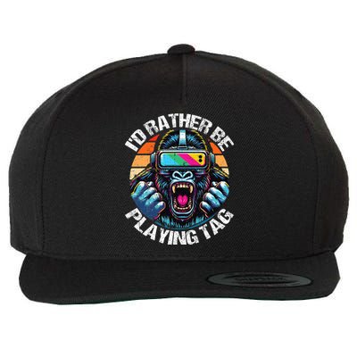 ID Rather Be Playing Tag Gorilla Monke Tag Gorilla Vr Gamer Wool Snapback Cap