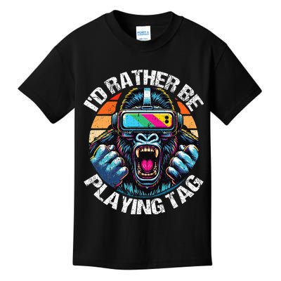 ID Rather Be Playing Tag Gorilla Monke Tag Gorilla Vr Gamer Kids T-Shirt
