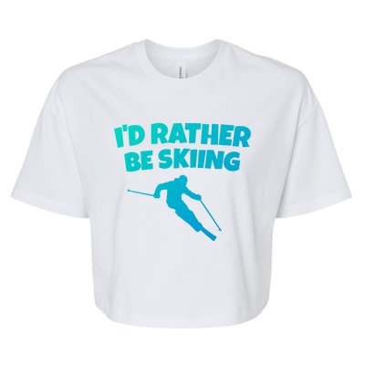 Id Rather Be Skiing (Black) Skier Gift Bella+Canvas Jersey Crop Tee