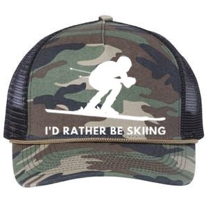 Id Rather Be Skiing Funny Quote For Skiers Ski Lover Gift Retro Rope Trucker Hat Cap