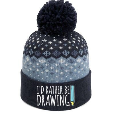 I'd Rather Be Drawing Artist Art Teacher Sketching Pencil The Baniff Cuffed Pom Beanie