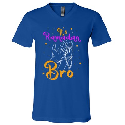 Its Ramadan Bro Mubarak Kareem Muslim Eid Funny Gift V-Neck T-Shirt