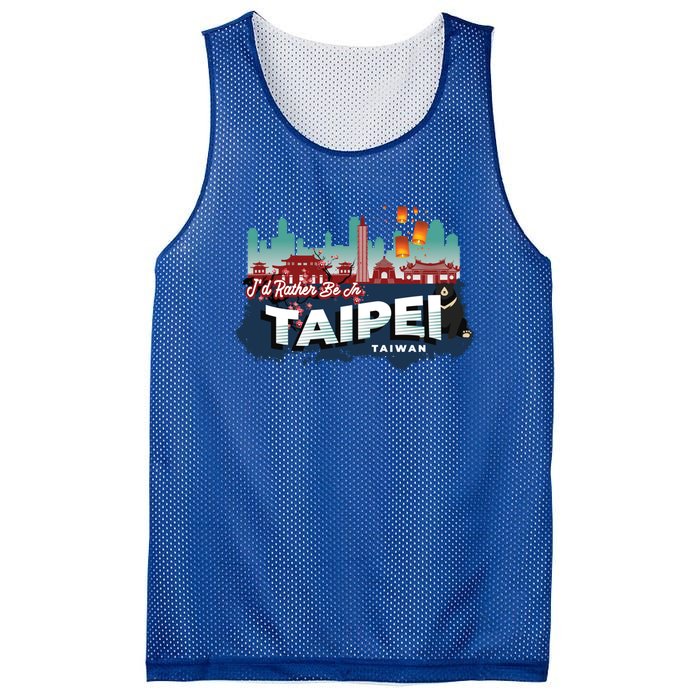 Id Rather Be In Taipei Taiwan Vintage Souvenir Gift Mesh Reversible Basketball Jersey Tank