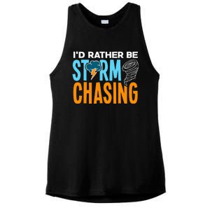 ID Rather Be Storm Chasing Chaser Tornado Hunter Gift Ladies PosiCharge Tri-Blend Wicking Tank