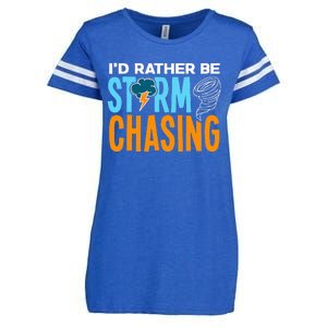 ID Rather Be Storm Chasing Chaser Tornado Hunter Gift Enza Ladies Jersey Football T-Shirt