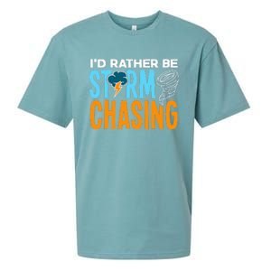 ID Rather Be Storm Chasing Chaser Tornado Hunter Gift Sueded Cloud Jersey T-Shirt