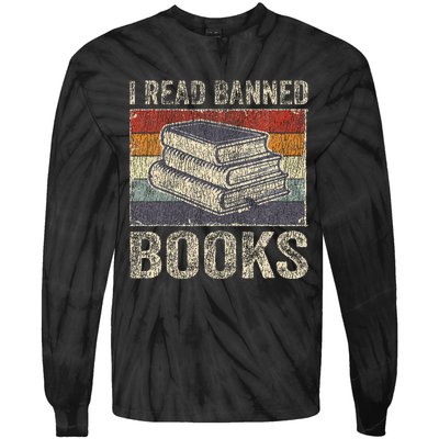 I Read Banned Books Week Librarian Freedom Reader Nerd Tie-Dye Long Sleeve Shirt