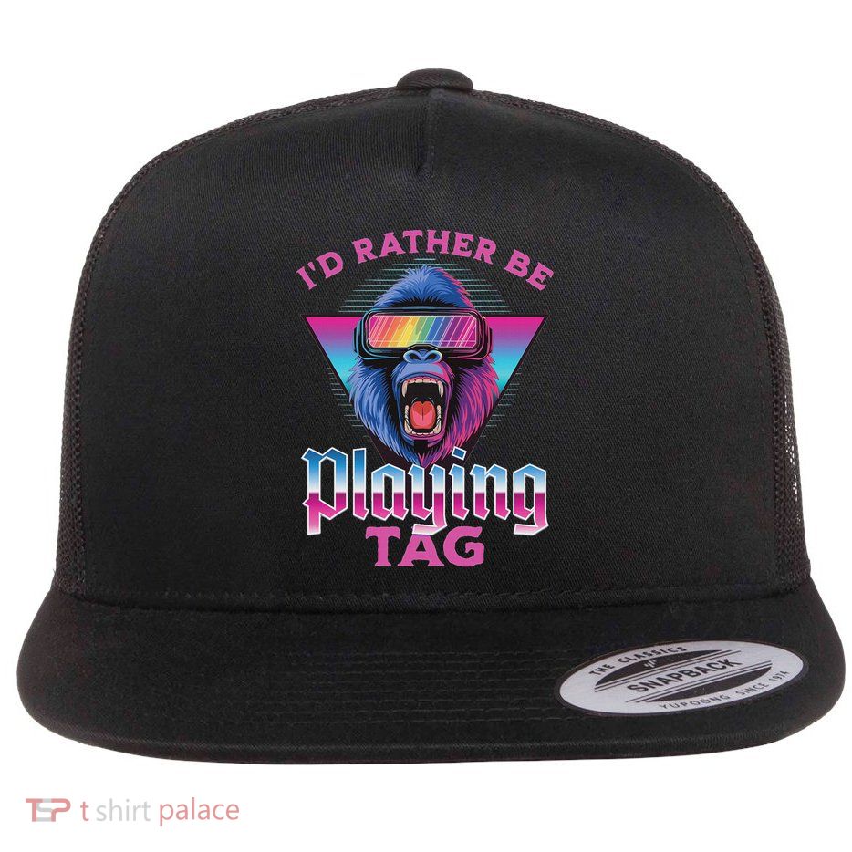 I'd Rather Be Playing Tag  Flat Bill Trucker Hat