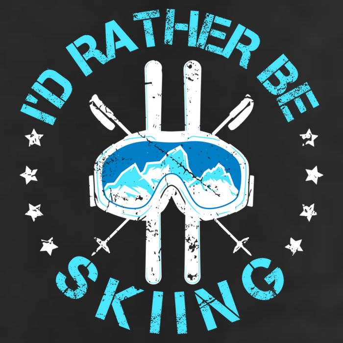 Id Rather Be Skiing Funny Ski Skier Slopes Gift Golf Towel