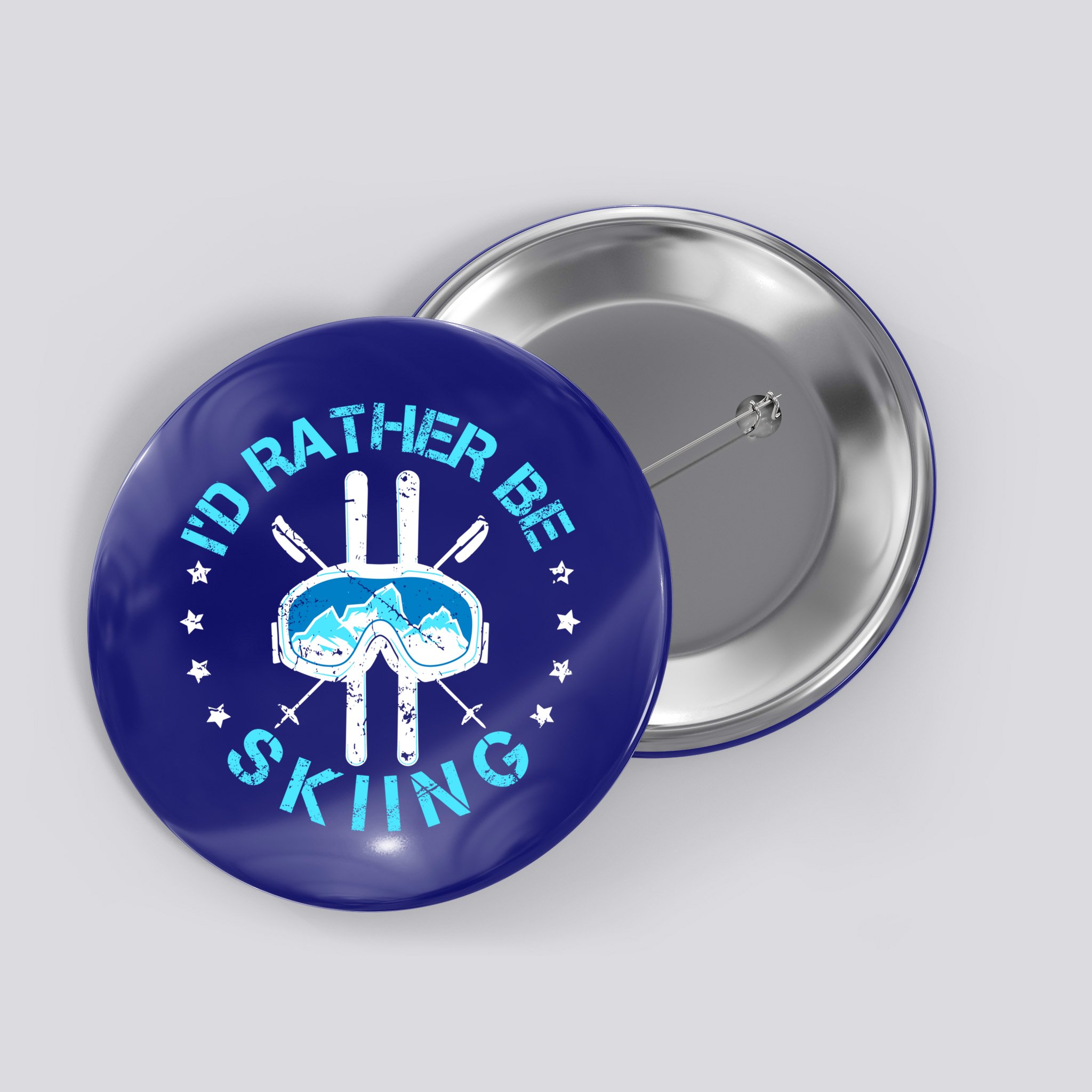 Id Rather Be Skiing Funny Ski Skier Slopes Gift Button