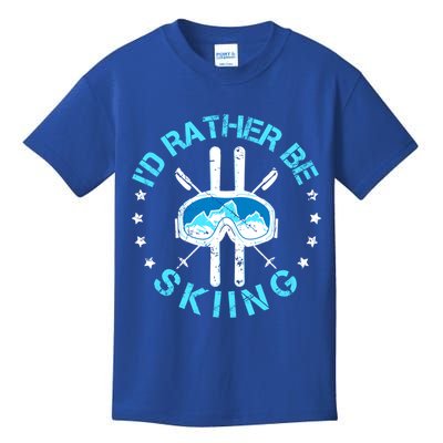 Id Rather Be Skiing Funny Ski Skier Slopes Gift Kids T-Shirt