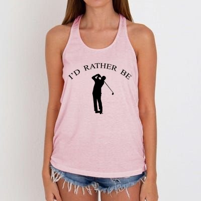 Id Rather Be Golfing Playing Golf Golfer Graphic Gift Women's Knotted Racerback Tank