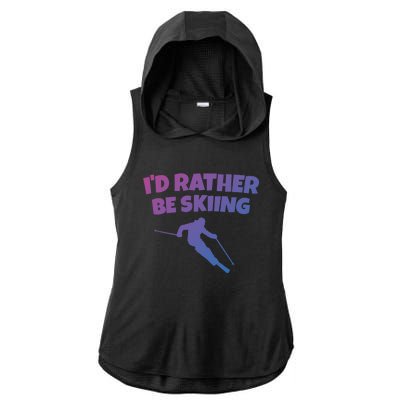 Id Rather Be Skiing (Black) Skier Gift Ladies PosiCharge Tri-Blend Wicking Draft Hoodie Tank