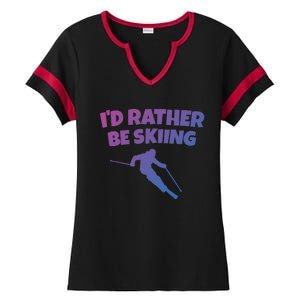 Id Rather Be Skiing (Black) Skier Gift Ladies Halftime Notch Neck Tee