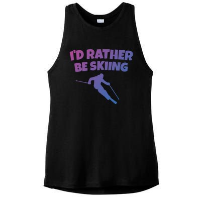 Id Rather Be Skiing (Black) Skier Gift Ladies PosiCharge Tri-Blend Wicking Tank