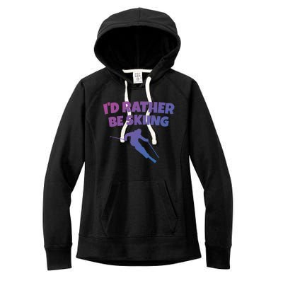 Id Rather Be Skiing (Black) Skier Gift Women's Fleece Hoodie