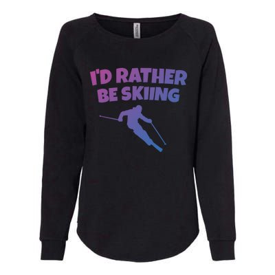 Id Rather Be Skiing (Black) Skier Gift Womens California Wash Sweatshirt