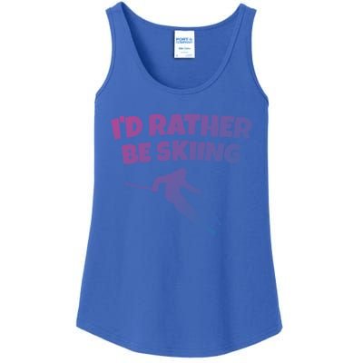 Id Rather Be Skiing (Black) Skier Gift Ladies Essential Tank