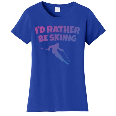 Id Rather Be Skiing (Black) Skier Gift Women's T-Shirt