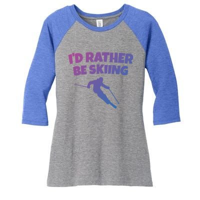 Id Rather Be Skiing (Black) Skier Gift Women's Tri-Blend 3/4-Sleeve Raglan Shirt