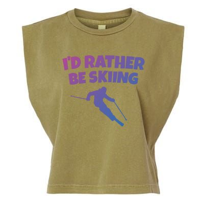 Id Rather Be Skiing (Black) Skier Gift Garment-Dyed Women's Muscle Tee