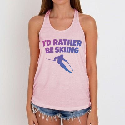 Id Rather Be Skiing (Black) Skier Gift Women's Knotted Racerback Tank