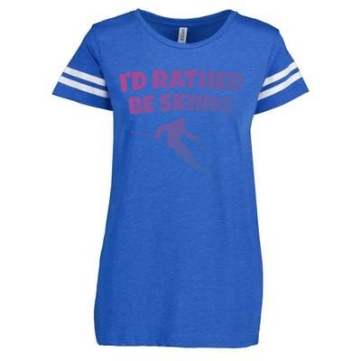 Id Rather Be Skiing (Black) Skier Gift Enza Ladies Jersey Football T-Shirt