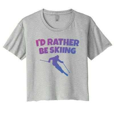 Id Rather Be Skiing (Black) Skier Gift Women's Crop Top Tee