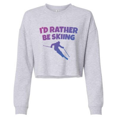 Id Rather Be Skiing (Black) Skier Gift Cropped Pullover Crew