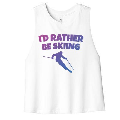 Id Rather Be Skiing (Black) Skier Gift Women's Racerback Cropped Tank