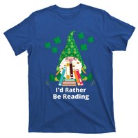 I'd Rather Be Reading Funny St Patrick Day Gnome Book Lover Cute Gift T-Shirt