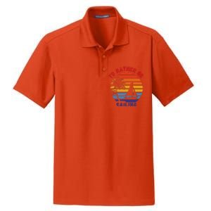 I'd Rather Be Sailing, Retro Sunset Sailboat Design Dry Zone Grid Polo