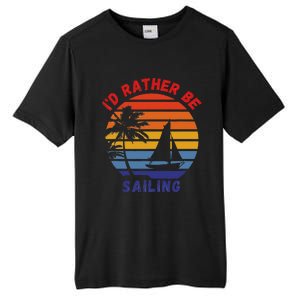 I'd Rather Be Sailing, Retro Sunset Sailboat Design Tall Fusion ChromaSoft Performance T-Shirt