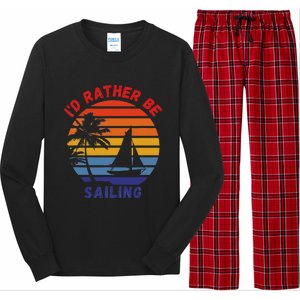 I'd Rather Be Sailing, Retro Sunset Sailboat Design Long Sleeve Pajama Set