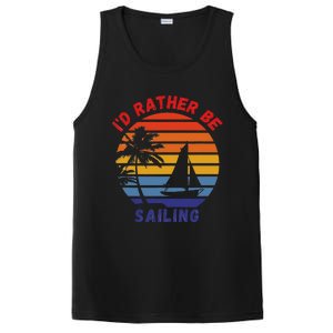 I'd Rather Be Sailing, Retro Sunset Sailboat Design PosiCharge Competitor Tank