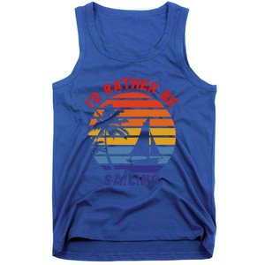 I'd Rather Be Sailing, Retro Sunset Sailboat Design Tank Top