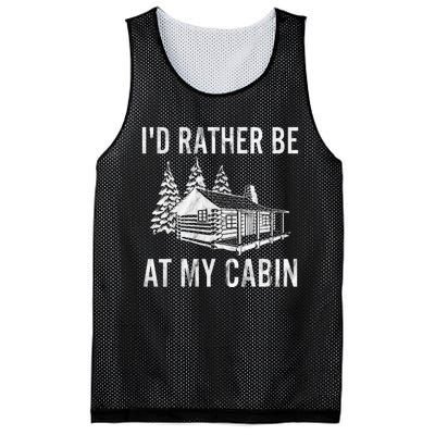 I'd Rather Be At My Cabin Mountain Vacation Camping Mesh Reversible Basketball Jersey Tank