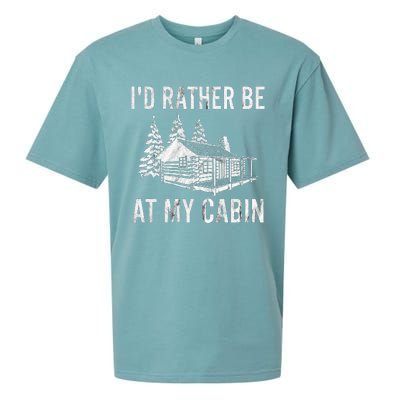 I'd Rather Be At My Cabin Mountain Vacation Camping Sueded Cloud Jersey T-Shirt