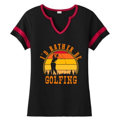 Id Rather Be Golfing Vintage Retro Style Golf Lovers Cute Gift Ladies Halftime Notch Neck Tee