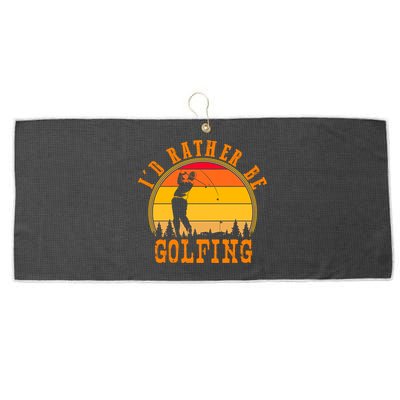 Id Rather Be Golfing Vintage Retro Style Golf Lovers Cute Gift Large Microfiber Waffle Golf Towel