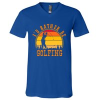 Id Rather Be Golfing Vintage Retro Style Golf Lovers Cute Gift V-Neck T-Shirt