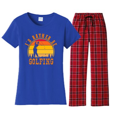 Id Rather Be Golfing Vintage Retro Style Golf Lovers Cute Gift Women's Flannel Pajama Set