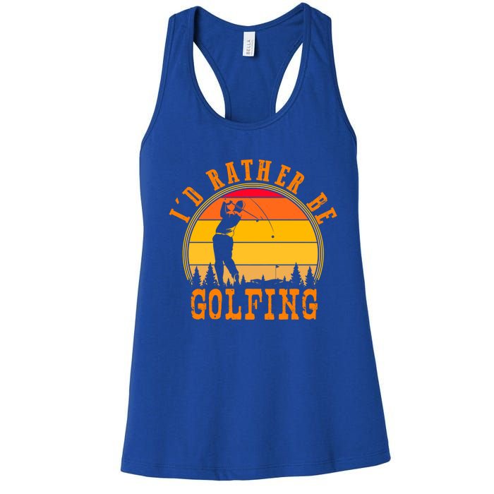 Id Rather Be Golfing Vintage Retro Style Golf Lovers Cute Gift Women's Racerback Tank