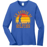 Id Rather Be Golfing Vintage Retro Style Golf Lovers Cute Gift Ladies Long Sleeve Shirt