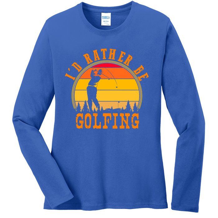 Id Rather Be Golfing Vintage Retro Style Golf Lovers Cute Gift Ladies Long Sleeve Shirt