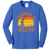 Id Rather Be Golfing Vintage Retro Style Golf Lovers Cute Gift Kids Long Sleeve Shirt