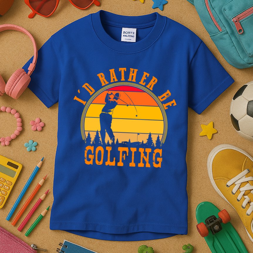 Id Rather Be Golfing Vintage Retro Style Golf Lovers Cute Gift Kids T-Shirt