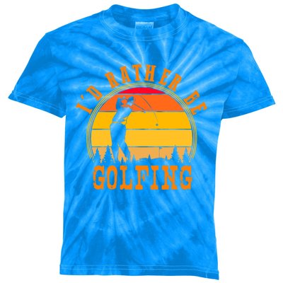 Id Rather Be Golfing Vintage Retro Style Golf Lovers Cute Gift Kids Tie-Dye T-Shirt