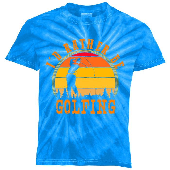 Id Rather Be Golfing Vintage Retro Style Golf Lovers Cute Gift Kids Tie-Dye T-Shirt